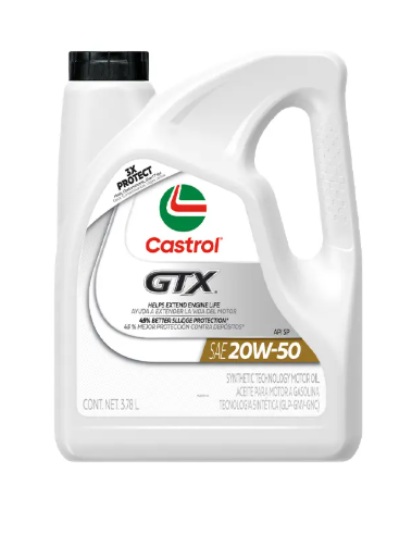 Envase de aceite CASTROL CASTROL GTX GAS 20W50 TECNOLOGIA SINTETICA - GL 4LT grado 20W50 - Lubricentro Piloto